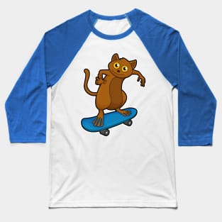 Tarsier as Skater with Skateboard Baseball T-Shirt